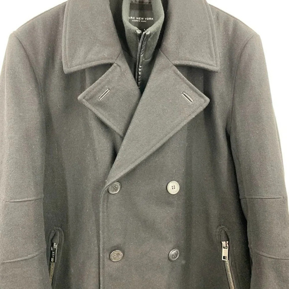 Marc New York by Andrew Marc Men's Emmett Melton Pea Coat Jacket w Knit Bib SZ M - Picture 6 of 11